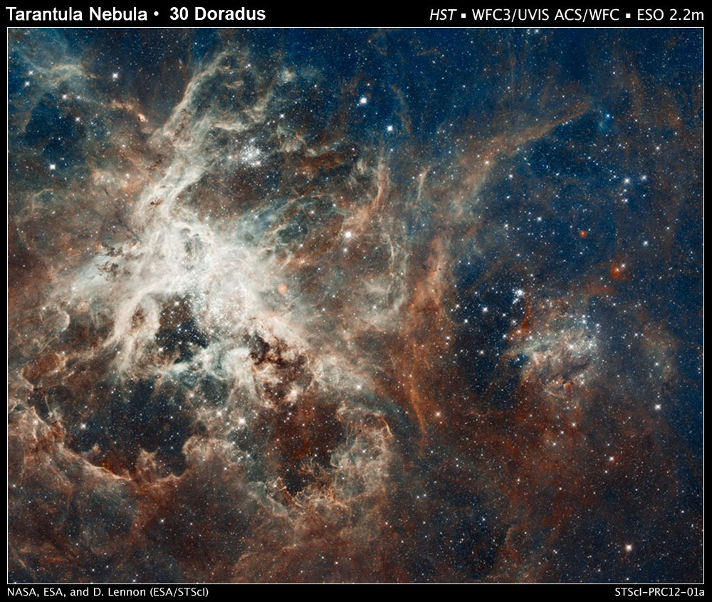 Nuevas imágenes de 30 Doradus, una de las mayores incubadoras de estrellas del espacio