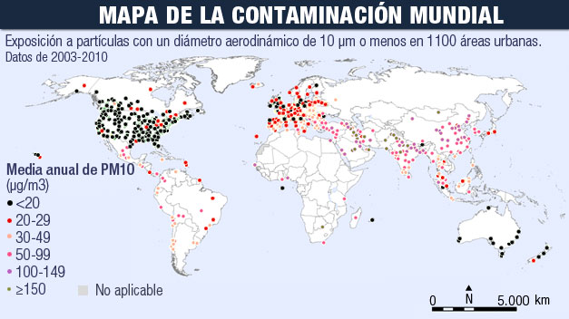 La contaminación en el aire causa 1.34 millones de muertes al año, según la OMS